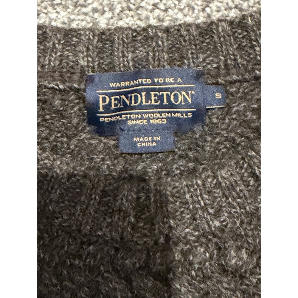Pendleton Men's Shetland Fisherman Wool Cable Knit Sweater Small Brown - Picture 4 of 9